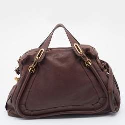 Pre Owned Chloe Dark Brown Leather Large Paraty Satchel