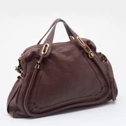 Pre Owned Chloe Dark Brown Leather Large Paraty Satchel
