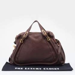 Pre Owned Chloe Dark Brown Leather Large Paraty Satchel
