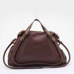 Pre Owned Chloe Dark Brown Leather Large Paraty Satchel