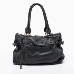 Pre Owned Chloe Dark Grey Leather Large Paddington Tote