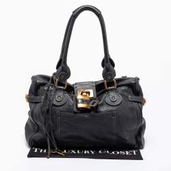 Pre Owned Chloe Dark Grey Leather Large Paddington Tote
