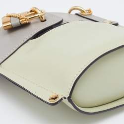 Pre Owned Chloe Green/Grey Leather Padlock Chain Bucket Bag
