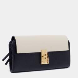 Pre Owned Chloe Black/Beige Leather Drew Continental Wallet