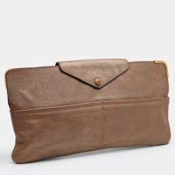 Chloe Metallic Bronze Leather Clutch