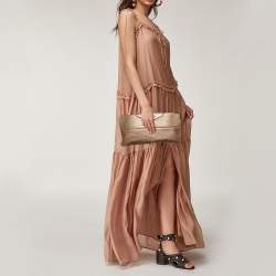 Chloe Metallic Bronze Leather Clutch