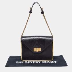 Chloé Black Python Leather Medium Sally Shoulder Bag