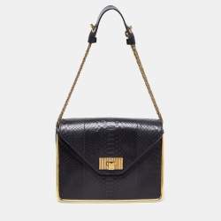 Chloé Black Python Leather Medium Sally Shoulder Bag