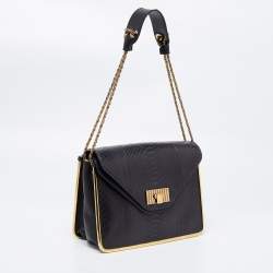Chloé Black Python Leather Medium Sally Shoulder Bag