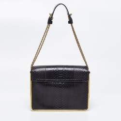 Chloé Black Python Leather Medium Sally Shoulder Bag