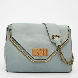 Pre Owned Chloe Mint Green Leather Sally Shoulder Bag