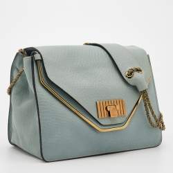 Pre Owned Chloe Mint Green Leather Sally Shoulder Bag