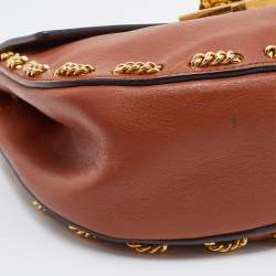 Pre Owned Chloe Brown Leather Medium Chain Detail Drew Shoulder Bag