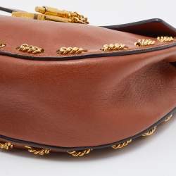 Pre Owned Chloe Brown Leather Medium Chain Detail Drew Shoulder Bag