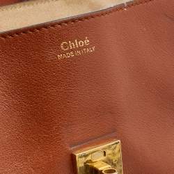 Pre Owned Chloe Brown Leather Medium Chain Detail Drew Shoulder Bag