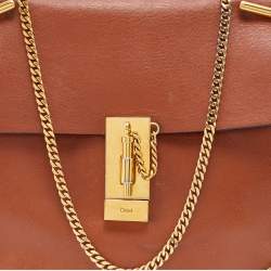 Pre Owned Chloe Brown Leather Medium Chain Detail Drew Shoulder Bag