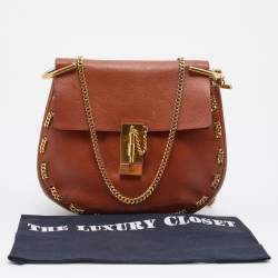 Pre Owned Chloe Brown Leather Medium Chain Detail Drew Shoulder Bag