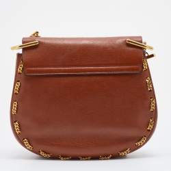 Pre Owned Chloe Brown Leather Medium Chain Detail Drew Shoulder Bag