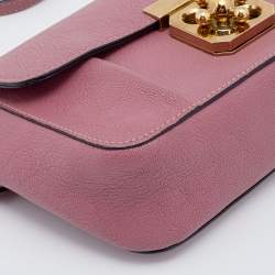Pre Owned Chloe Old Rose Leather Mini Elsie Crossbody Bag