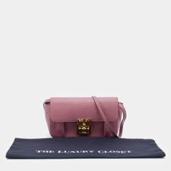 Pre Owned Chloe Old Rose Leather Mini Elsie Crossbody Bag