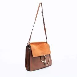 Pre Owned Chloe Brown/Orange Leather And Suede Faye Shoulder Bag
