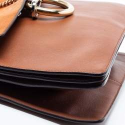 Pre Owned Chloe Brown/Orange Leather And Suede Faye Shoulder Bag
