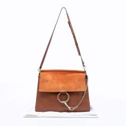 Pre Owned Chloe Brown/Orange Leather And Suede Faye Shoulder Bag