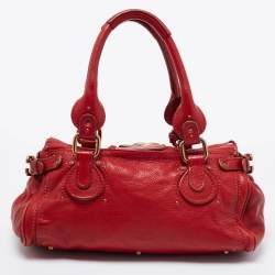 Pre Owned Chloe Red Leather Medium Paddington Satchel