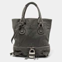 Pre Owned Chloe Grey studded Leather Paddington Tote