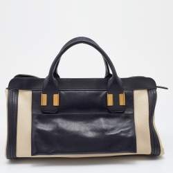 Pre Owned Chloe Black/Off White Leather Alice Satchel