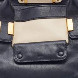 Pre Owned Chloe Black/Off White Leather Alice Satchel