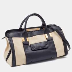 Pre Owned Chloe Black/Off White Leather Alice Satchel