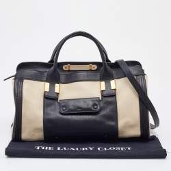Pre Owned Chloe Black/Off White Leather Alice Satchel