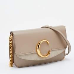 Pre Owned Chloe Beige Leather And Suede Shoulder Bag