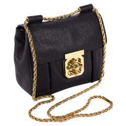 مملوكة مسبقًا حقيبة كتف كلوي إلسي جلد سوداء