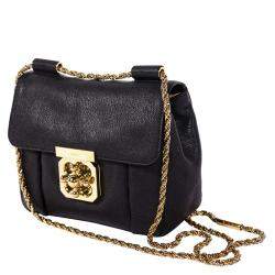 مملوكة مسبقًا حقيبة كتف كلوي إلسي جلد سوداء