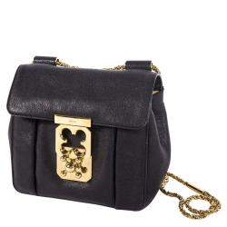 مملوكة مسبقًا حقيبة كتف كلوي إلسي جلد سوداء