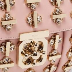 Pre Owned حقيبة كتف كلوي إيلسي جلد ور دي مزخرف كريستال