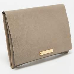 Chloe Grey Leather Flap Clutch