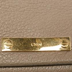 Chloe Grey Leather Flap Clutch