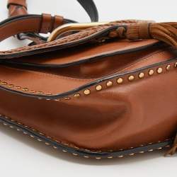 Pre Owned Chloe Brown Leather Small Braided Hudson Shoulder Bag