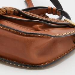 Pre Owned Chloe Brown Leather Small Braided Hudson Shoulder Bag