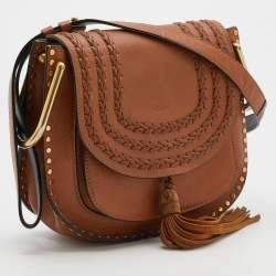 Pre Owned Chloe Brown Leather Small Braided Hudson Shoulder Bag