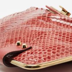 Chloe Burgundy Python Leather Sally Chain Flat Clutch