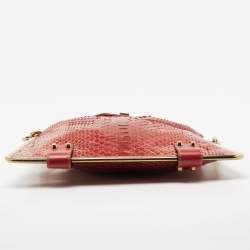 Chloe Burgundy Python Leather Sally Chain Flat Clutch