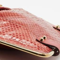 Chloe Burgundy Python Leather Sally Chain Flat Clutch