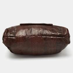 Pre Owned Chloe Brown Python Leather Chain Handle Tote