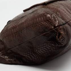 Pre Owned Chloe Brown Python Leather Chain Handle Tote