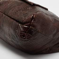 Pre Owned Chloe Brown Python Leather Chain Handle Tote