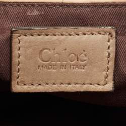 Pre Owned Chloe Brown Python Leather Chain Handle Tote